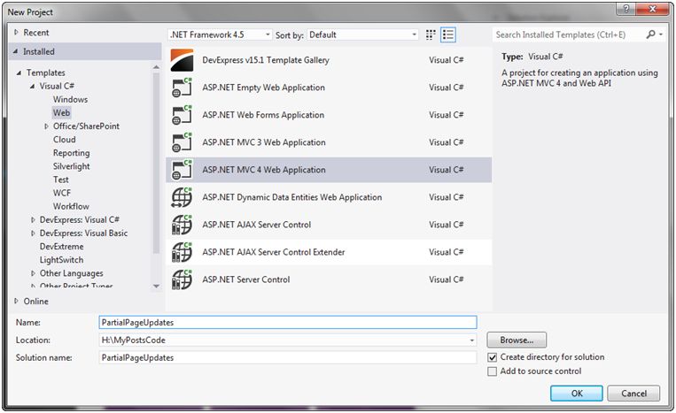 new ASP.Net MVC Project